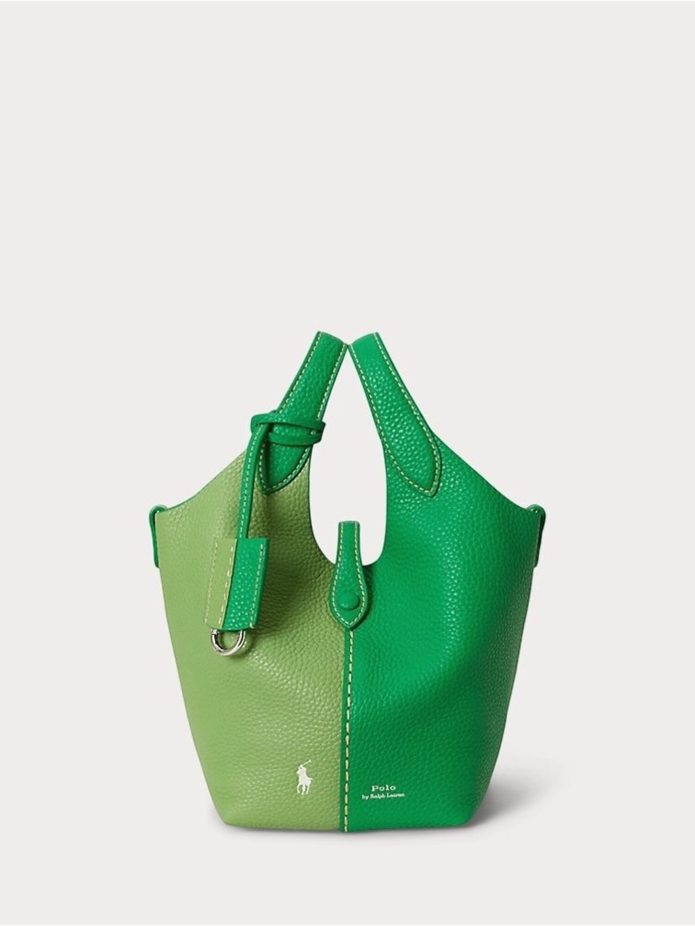Polo by Ralph Lauren Two-Tone Green Leather Small Tote w crossbody strap